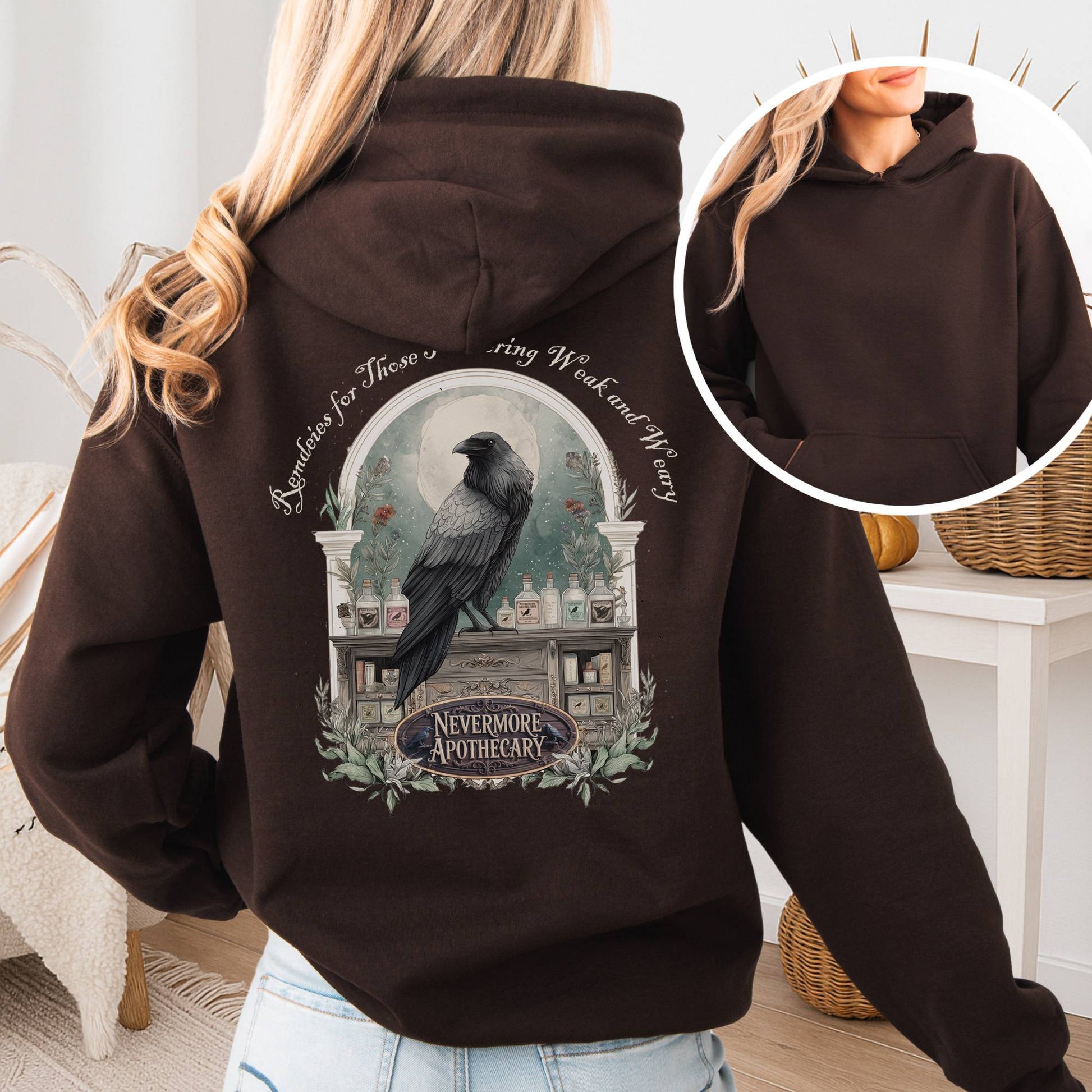 Hoodie Dark Chocolate / S Nevermore Apothecary Edgar Allan Poe Hoodie The Mystic Eden