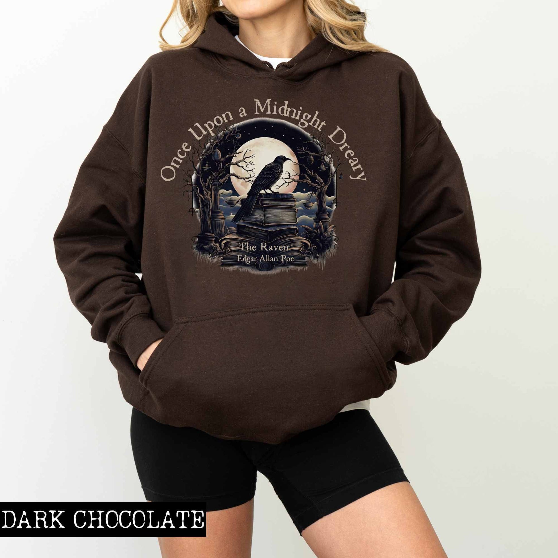 Hoodie Dark Chocolate / S Once Upon a Midnight Dreary Edgar Allan Poe Hoodie The Mystic Eden