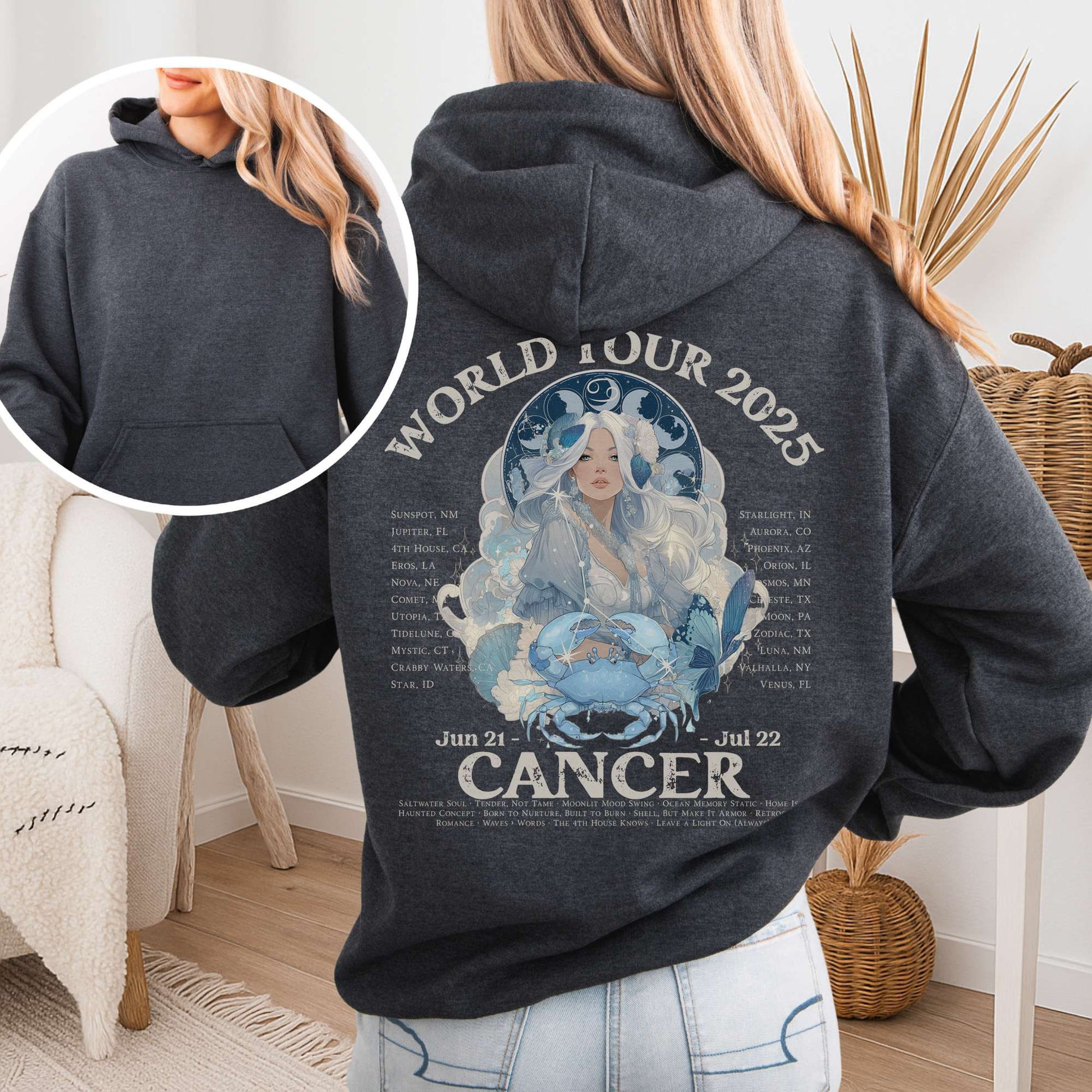 Hoodie Dark Heather / S Cancer Concert Hoodie - Zodiac World Tour 2025 Hoodie The Mystic Eden
