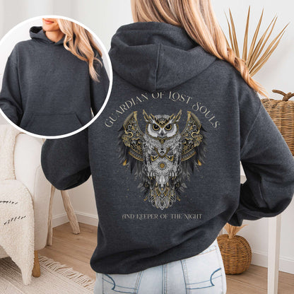 Hoodie Dark Heather / S Guardian of Lost Souls Mythic Owl Hoodie The Mystic Eden