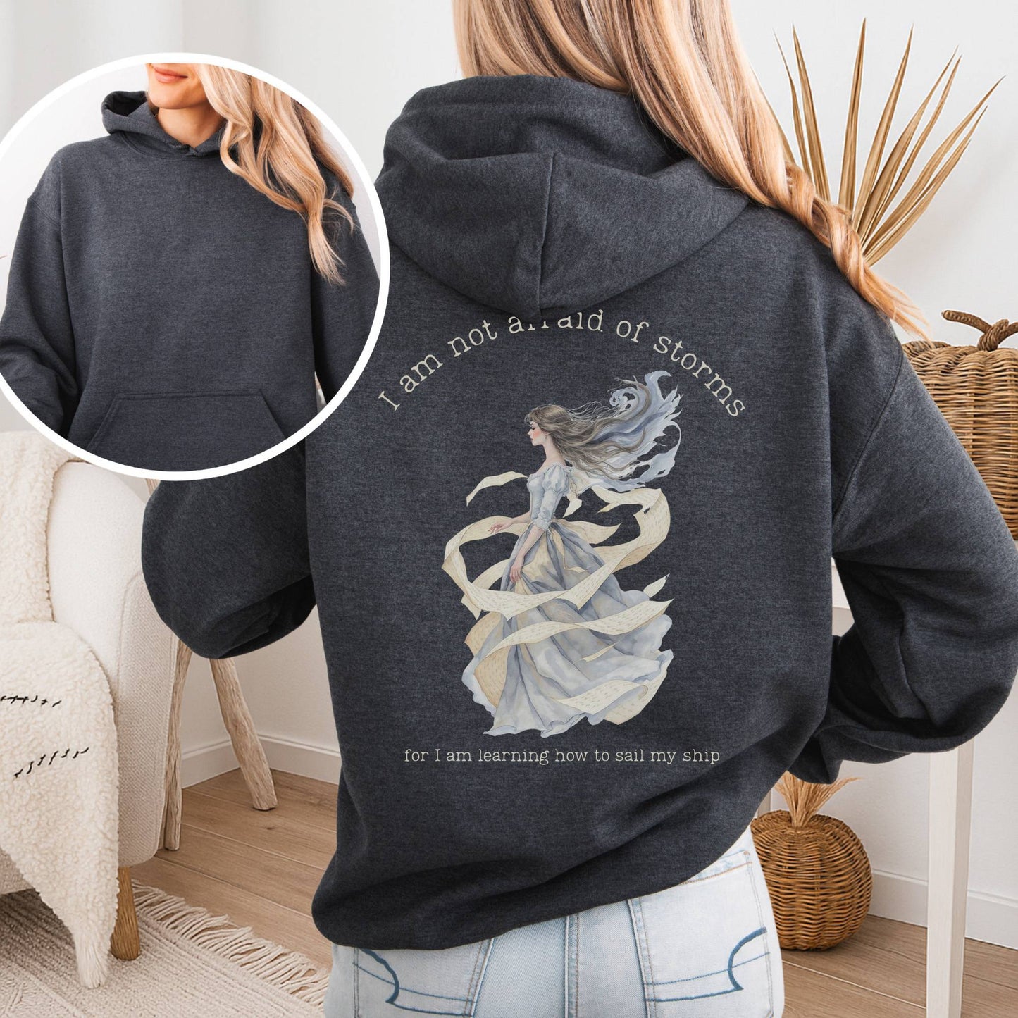Hoodie Dark Heather / S I Am Not Afraid of Storms Little Women Hoodie The Mystic Eden