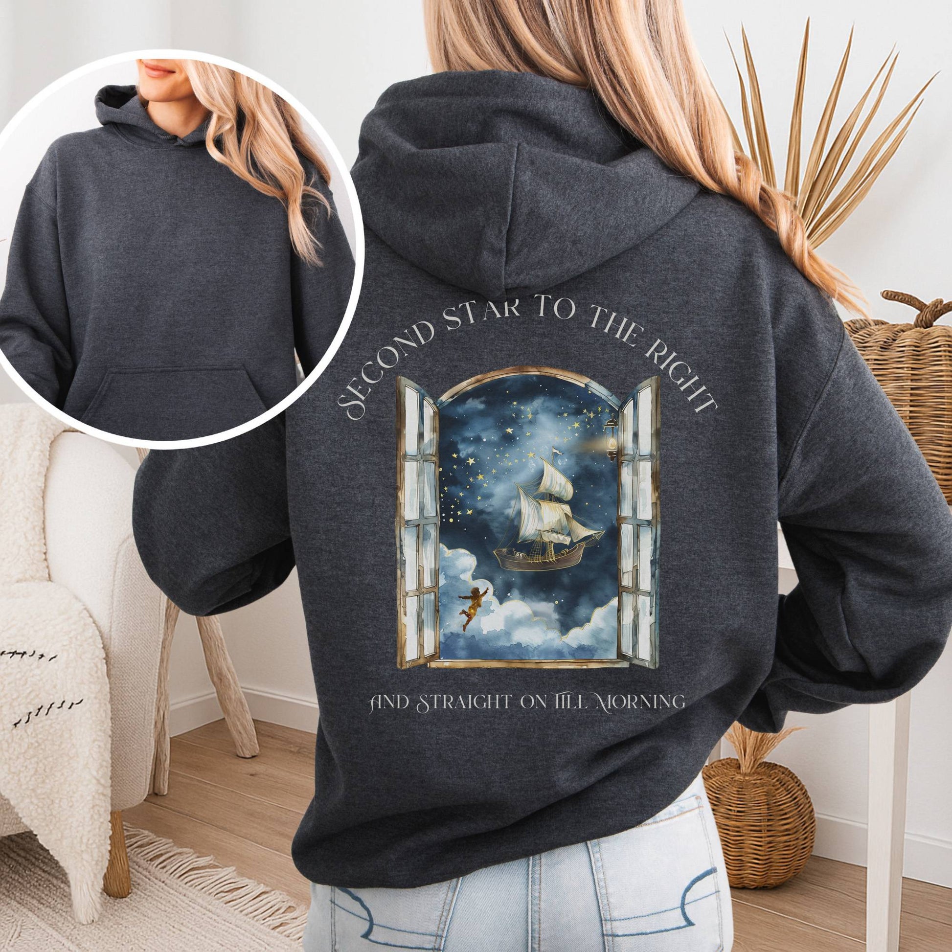 Hoodie Dark Heather / S Second Star to the Right Peter Pan Hoodie The Mystic Eden