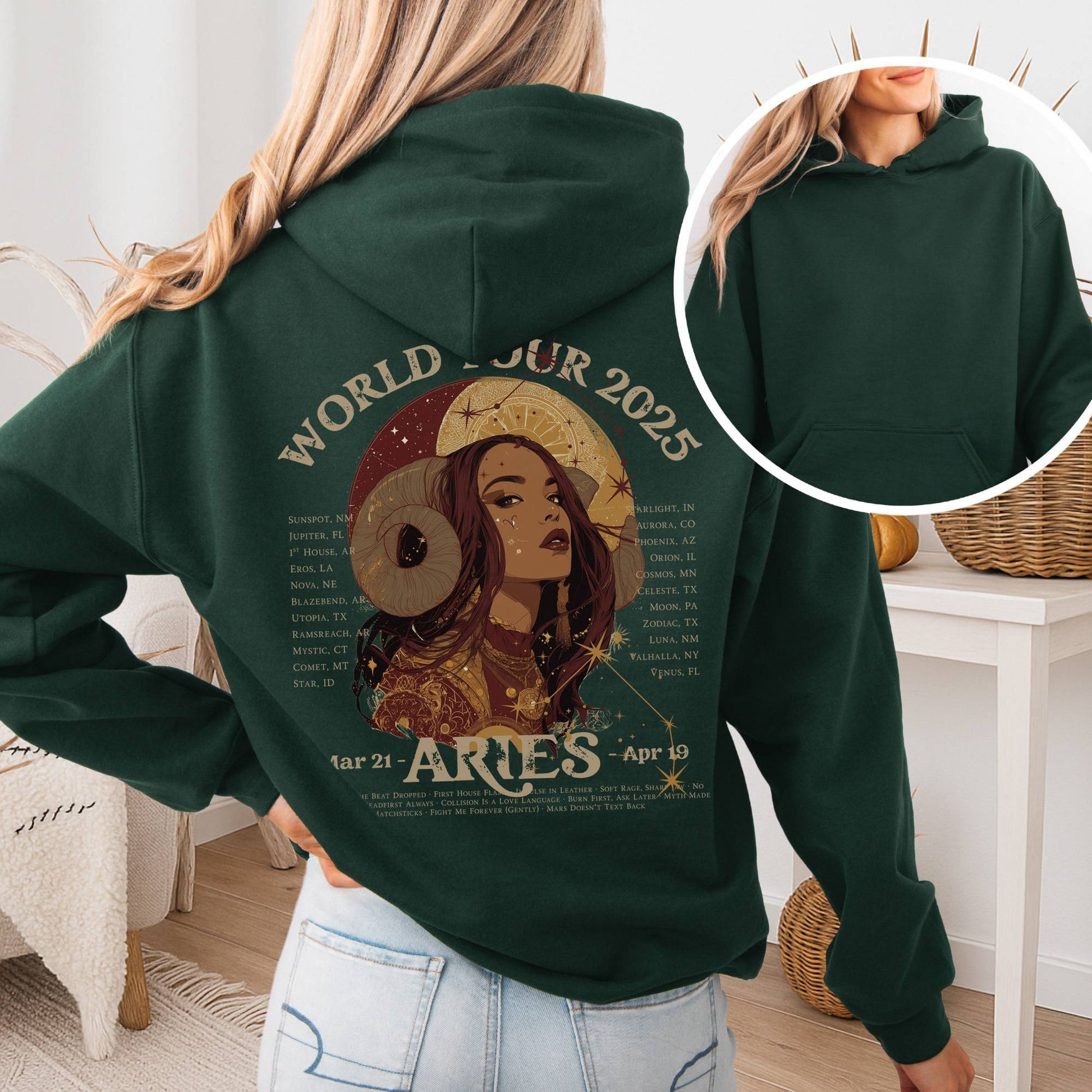 Hoodie Forest Green / S Aries Concert Hoodie - Zodiac World Tour 2025 Hoodie The Mystic Eden