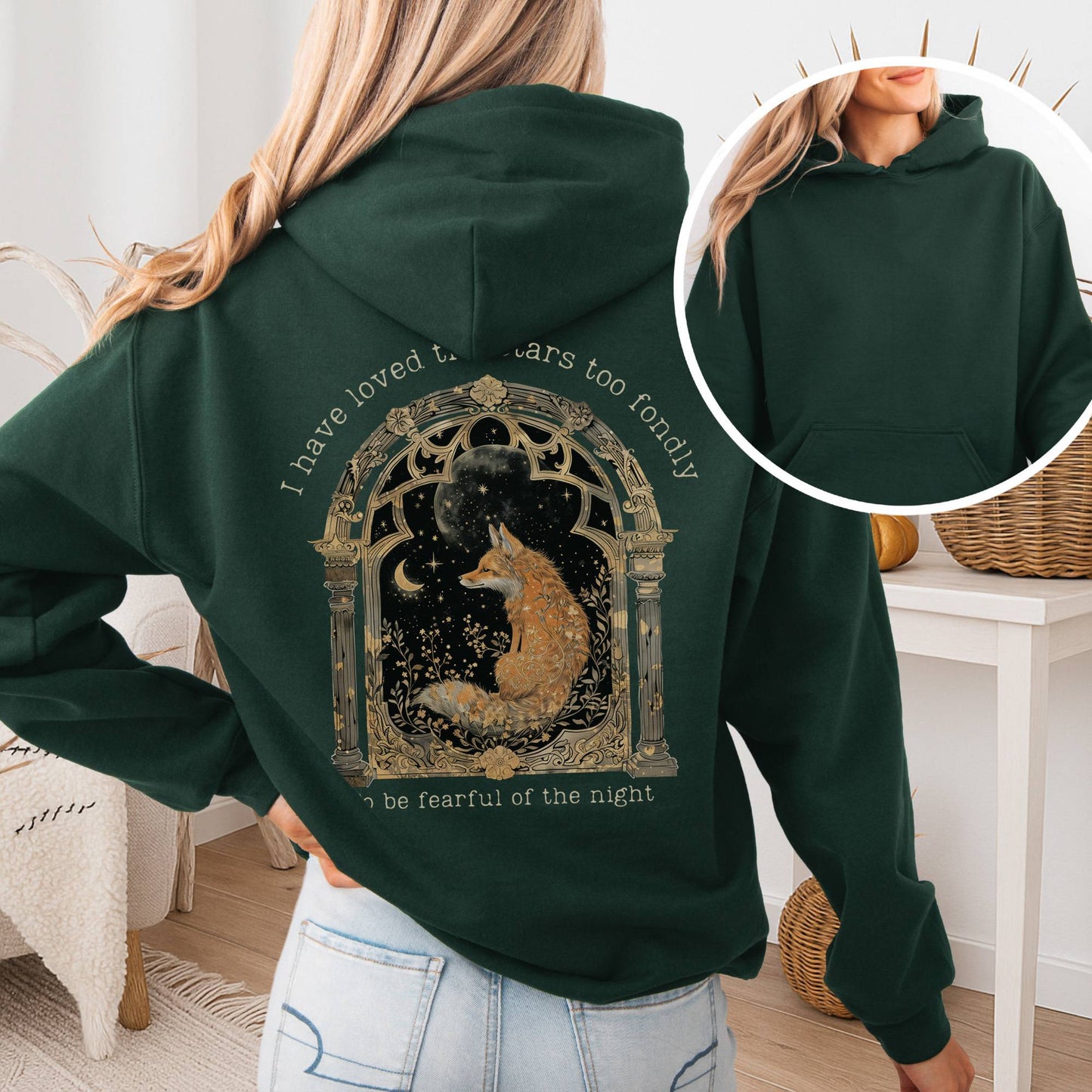 Hoodie Forest Green / S I Have Loved the Stars Too Fondly Sarah Williams Poetry Hoodie The Mystic Eden