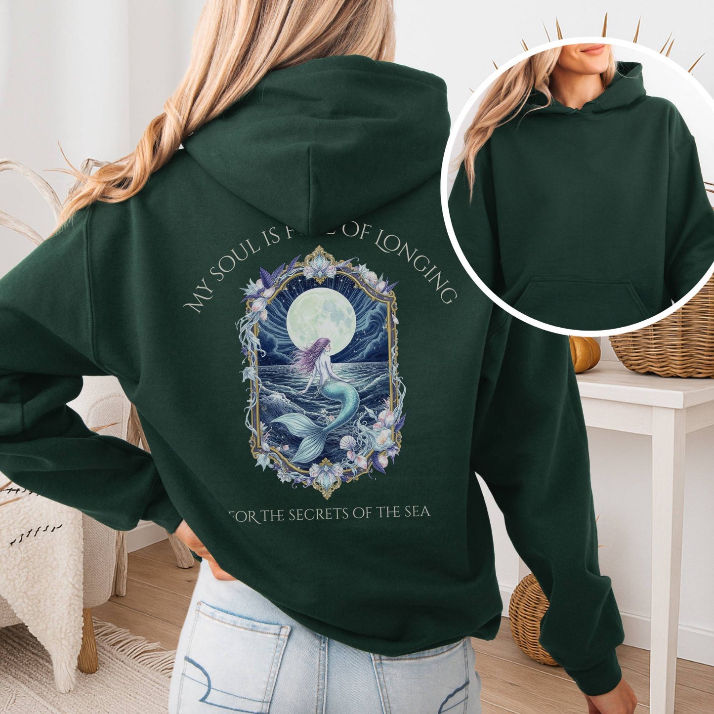 Hoodie Forest Green / S My Soul Is Full of Longing Poetry Hoodie The Mystic Eden