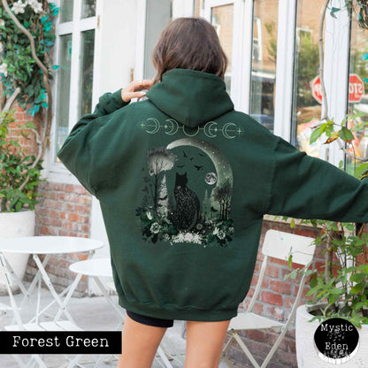 Hoodie Forest Green / S Mystical Black Cat Hoodie The Mystic Eden