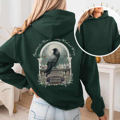 Hoodie Forest Green / S Nevermore Apothecary Edgar Allan Poe Hoodie The Mystic Eden