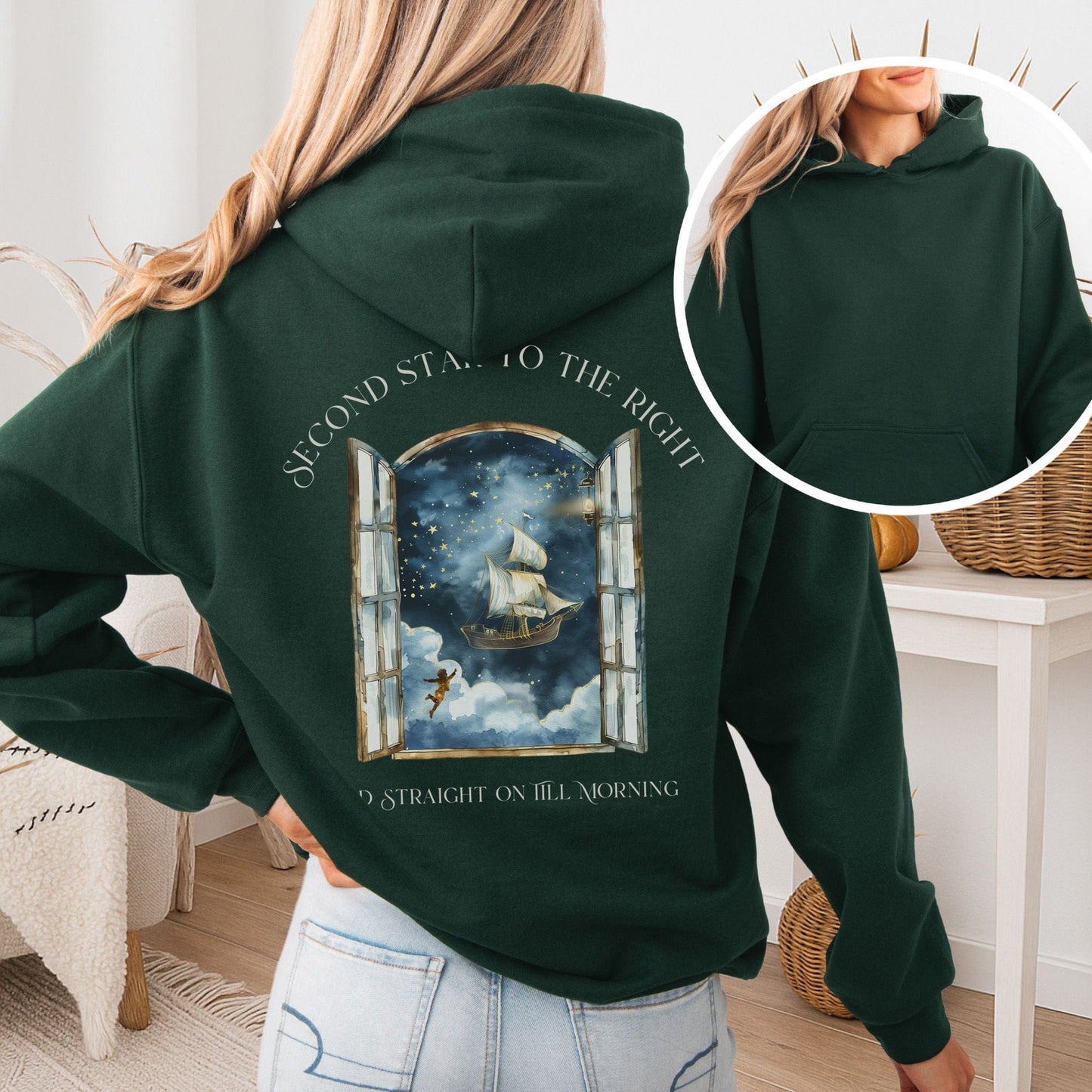 Hoodie Forest Green / S Second Star to the Right Peter Pan Hoodie The Mystic Eden