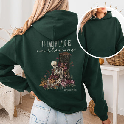 Hoodie Forest Green / S The Earth Laughs in Flowers Ralph Waldo Emerson Hoodie The Mystic Eden