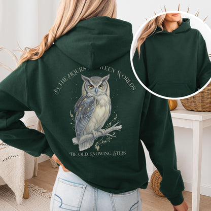Hoodie Forest Green / S The Old Knowing Stirs Mystical Owl Hoodie The Mystic Eden