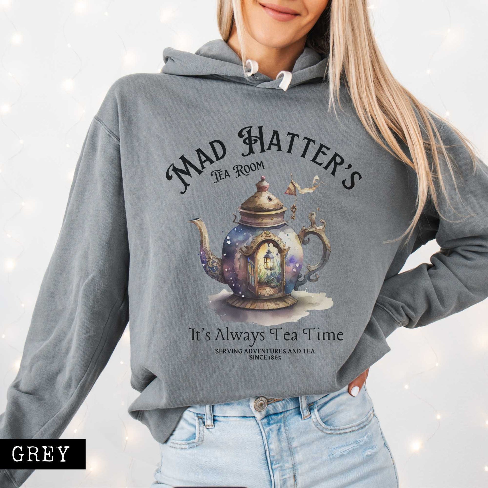 Hoodie Grey / S It's Always Tea Time - Mad Hatter's Tea Room Hoodie The Mystic Eden