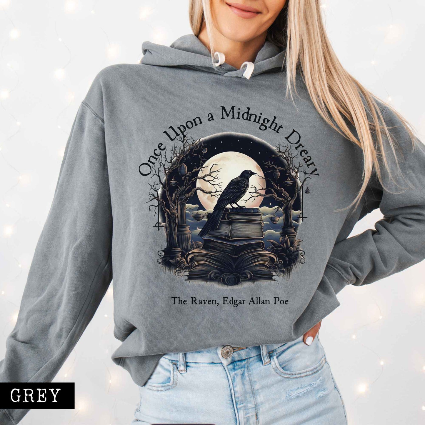 Hoodie Grey / S Once Upon a Midnight Dreary Hoodie The Mystic Eden