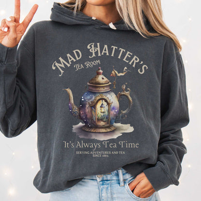 Hoodie It's Always Tea Time - Mad Hatter's Tea Room Hoodie The Mystic Eden