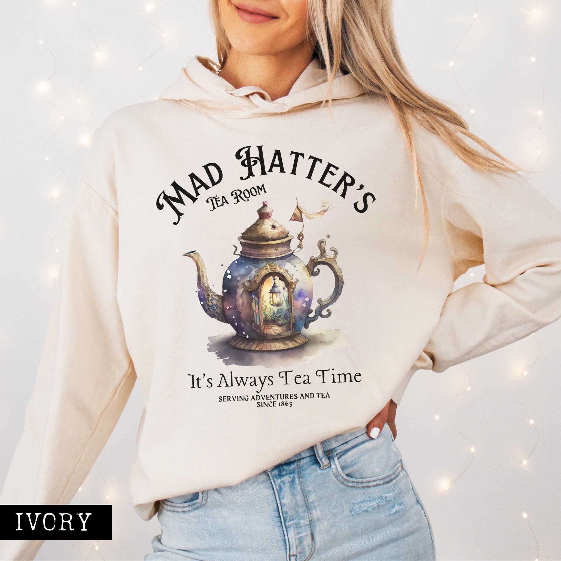 Hoodie Ivory / S It's Always Tea Time - Mad Hatter's Tea Room Hoodie The Mystic Eden