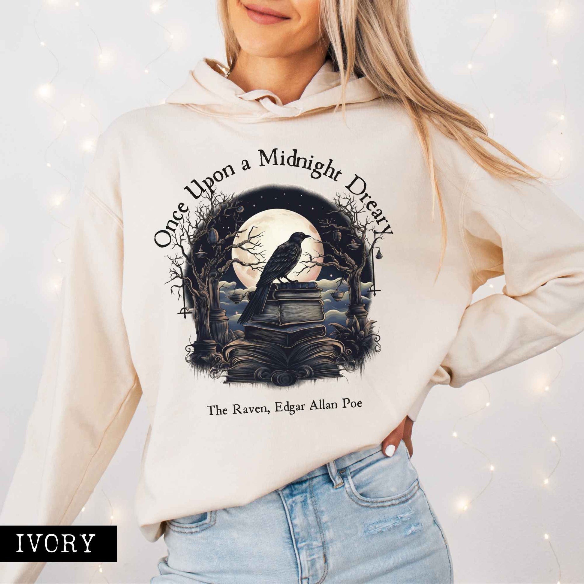 Hoodie Ivory / S Once Upon a Midnight Dreary Hoodie The Mystic Eden