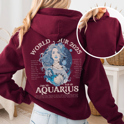 Hoodie Maroon / S Aquarius Concert Hoodie - Zodiac World Tour 2025 Hoodie The Mystic Eden