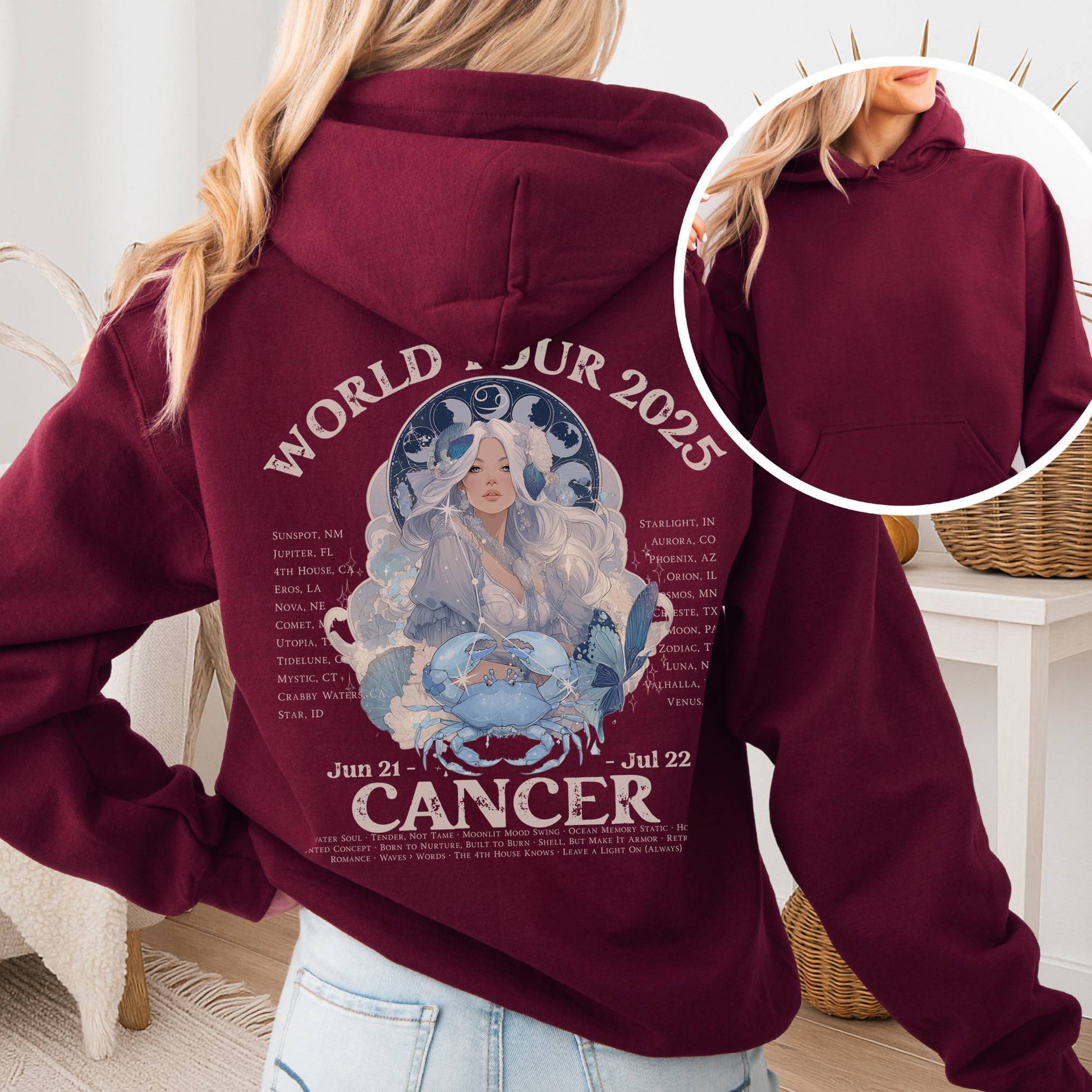 Hoodie Maroon / S Cancer Concert Hoodie - Zodiac World Tour 2025 Hoodie The Mystic Eden