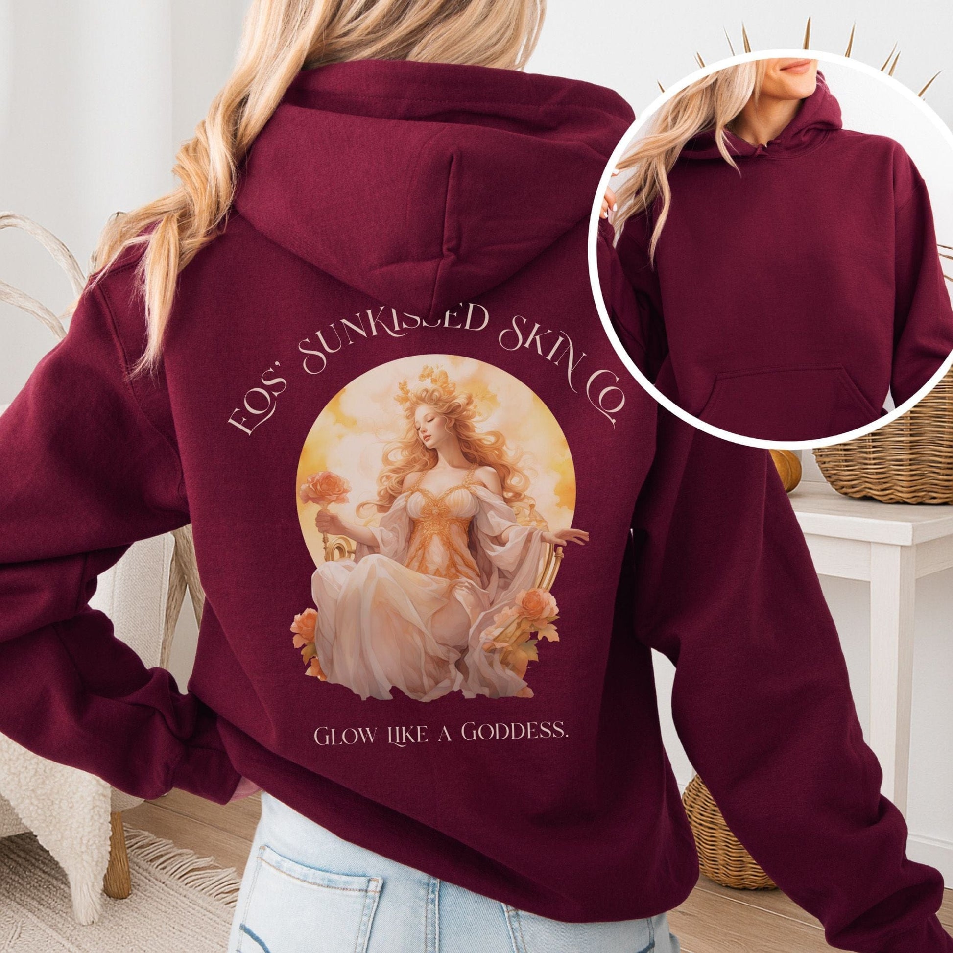 Hoodie Maroon / S Eos' Sunkissed Skin Co. Hoodie – Glow Like a Goddess The Mystic Eden