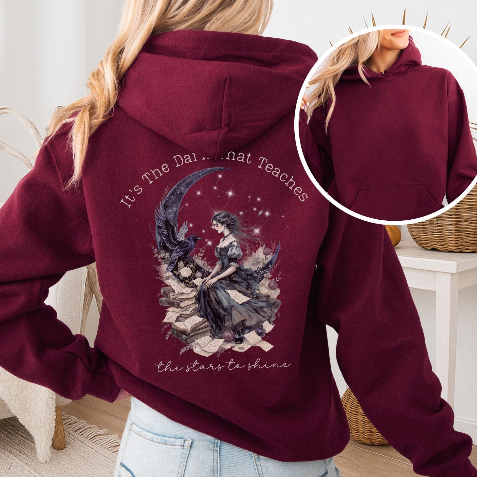 Hoodie Maroon / S It's the Dark That Teaches the Stars to Shine Poe Inspired Hoodie The Mystic Eden