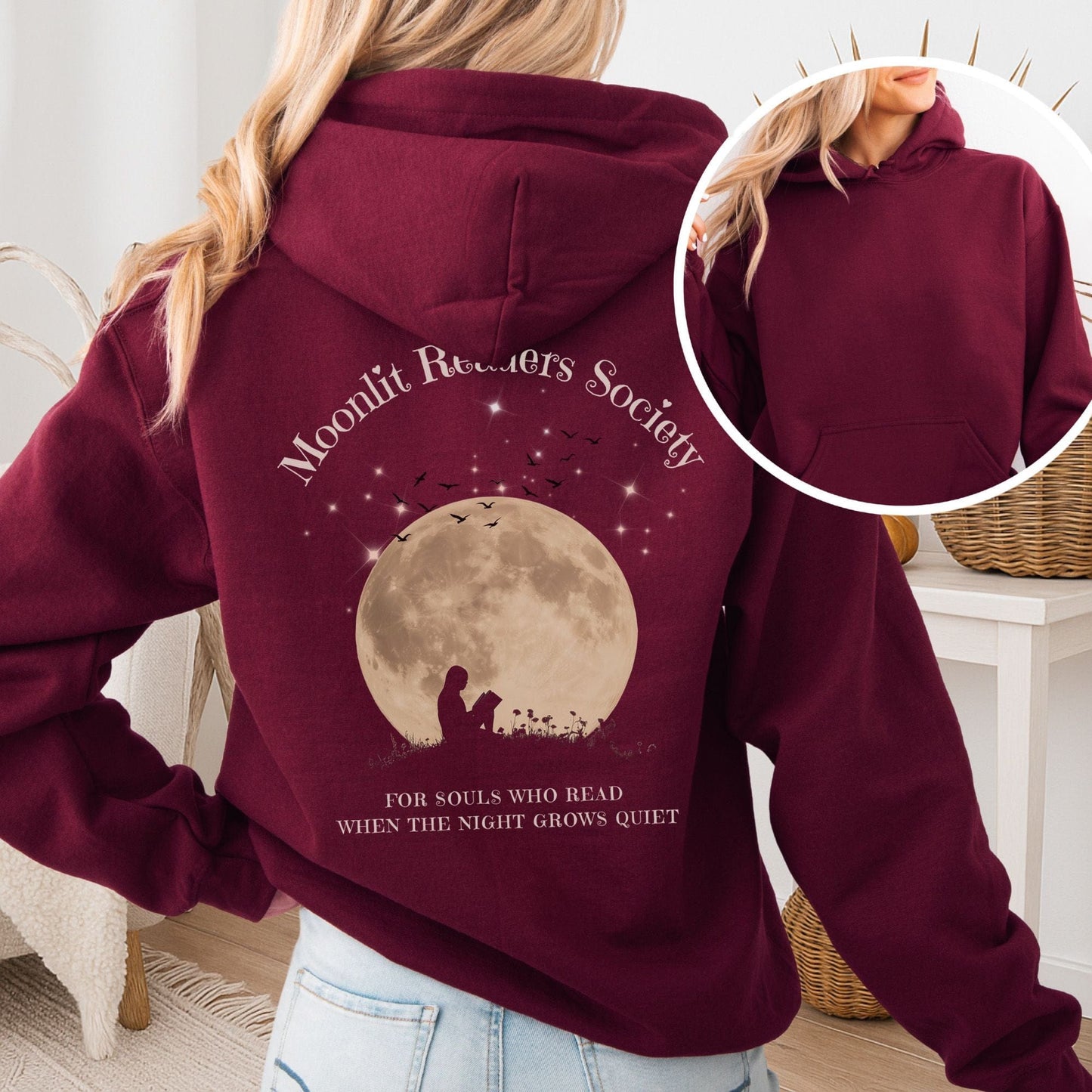 Hoodie Maroon / S Moonlit Readers Society Hoodie The Mystic Eden