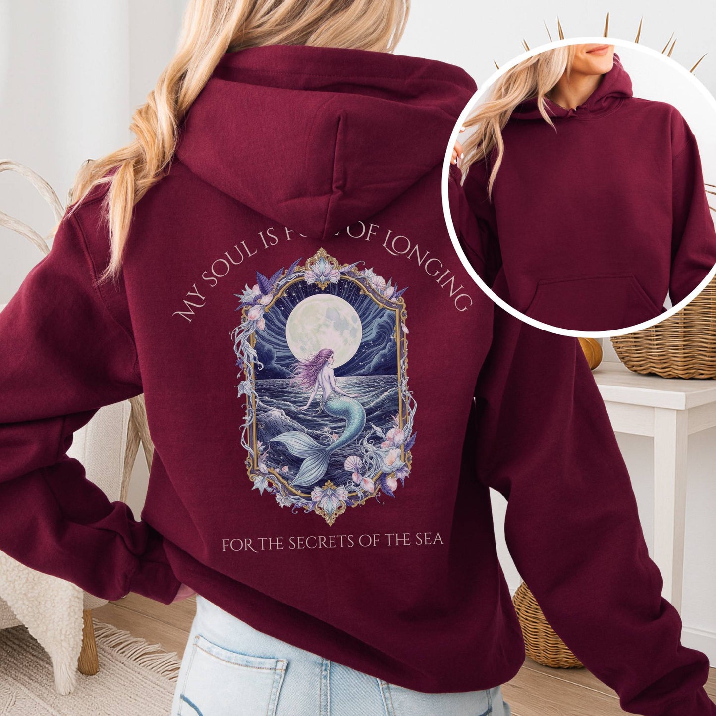 Hoodie Maroon / S My Soul Is Full of Longing Poetry Hoodie The Mystic Eden