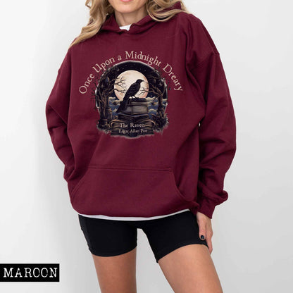 Hoodie Maroon / S Once Upon a Midnight Dreary Edgar Allan Poe Hoodie The Mystic Eden