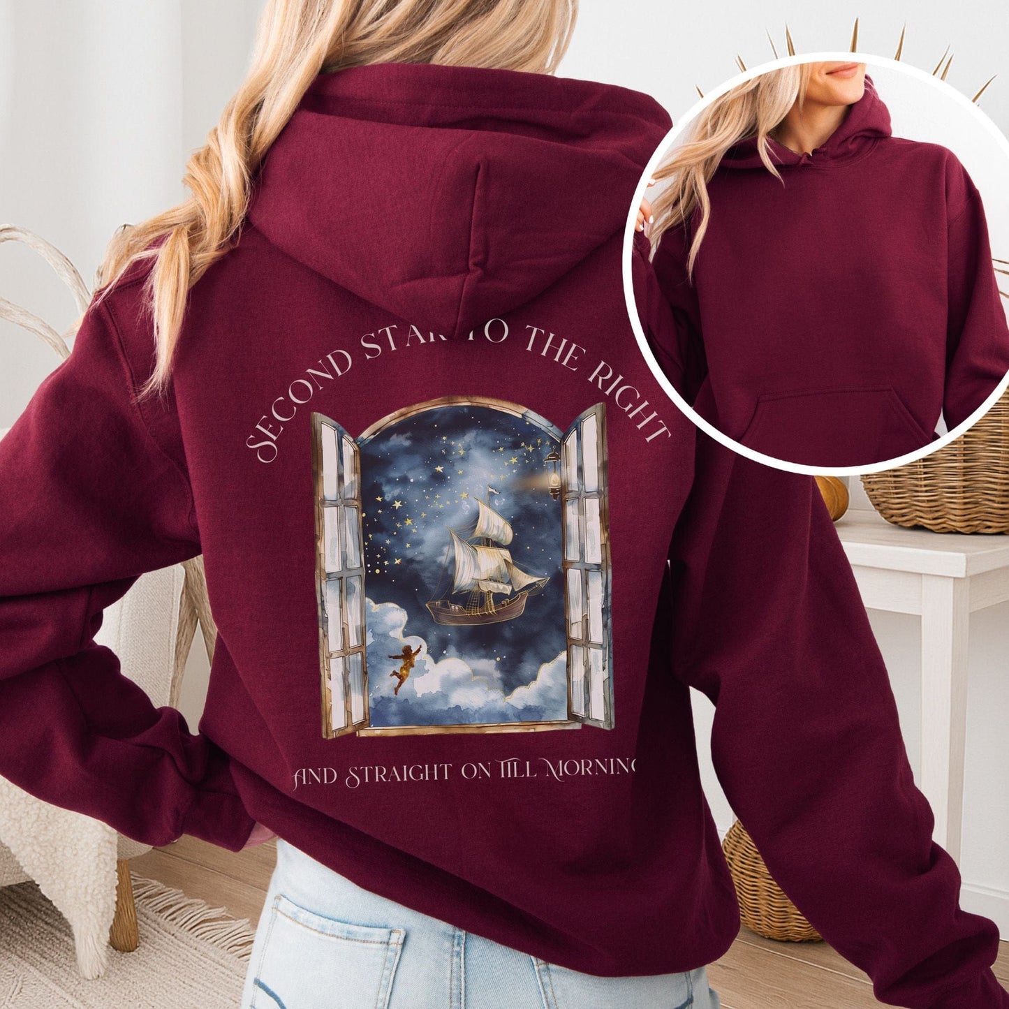 Hoodie Maroon / S Second Star to the Right Peter Pan Hoodie The Mystic Eden