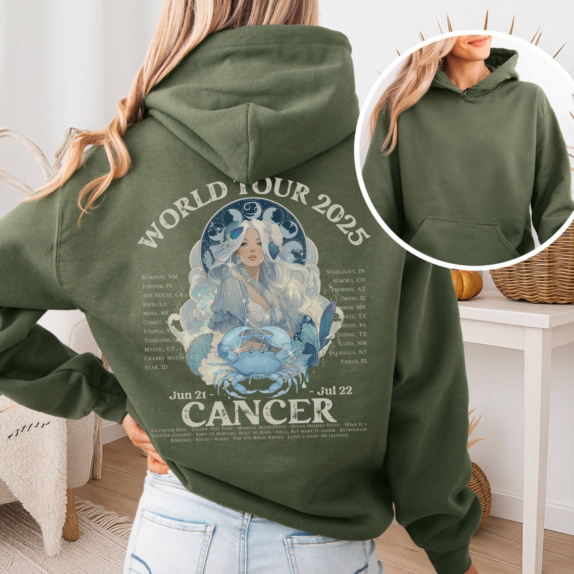 Hoodie Military Green / S Cancer Concert Hoodie - Zodiac World Tour 2025 Hoodie The Mystic Eden