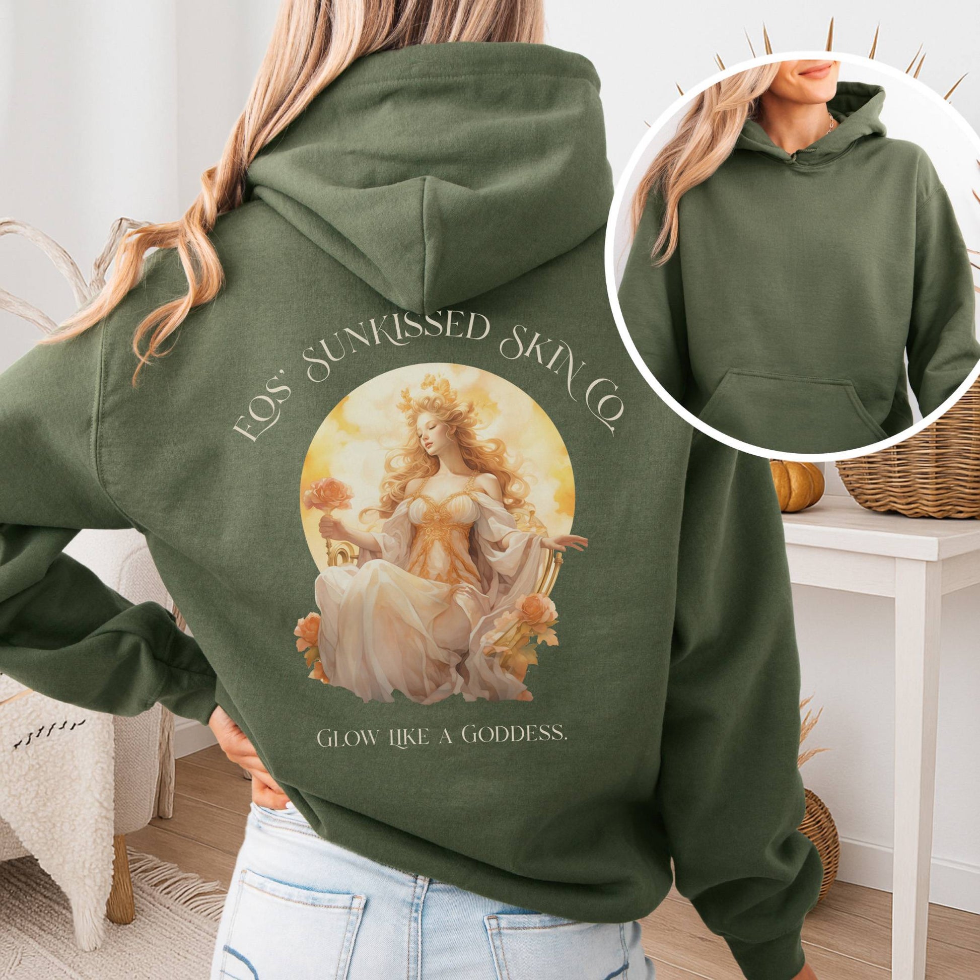 Hoodie Military Green / S Eos' Sunkissed Skin Co. Hoodie – Glow Like a Goddess The Mystic Eden