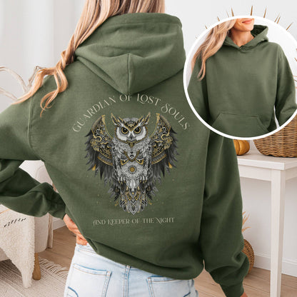 Hoodie Military Green / S Guardian of Lost Souls Mythic Owl Hoodie The Mystic Eden