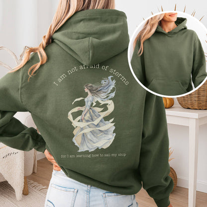 Hoodie Military Green / S I Am Not Afraid of Storms Little Women Hoodie The Mystic Eden