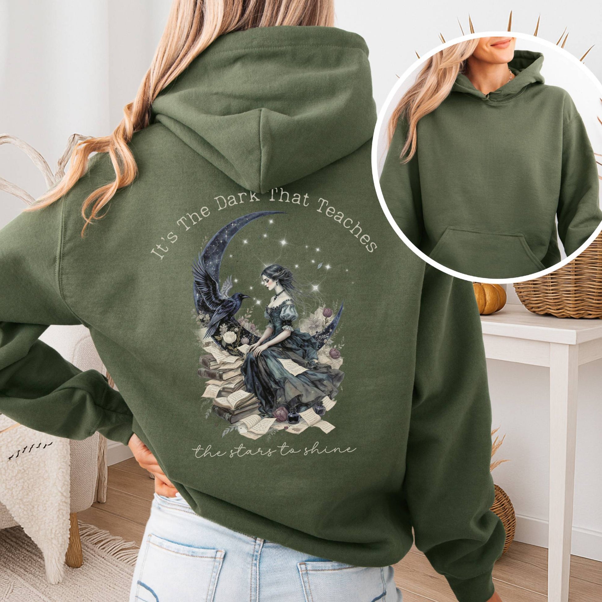 Hoodie Military Green / S It's the Dark That Teaches the Stars to Shine Poe Inspired Hoodie The Mystic Eden