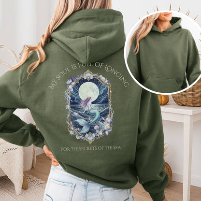 Hoodie Military Green / S My Soul Is Full of Longing Poetry Hoodie The Mystic Eden