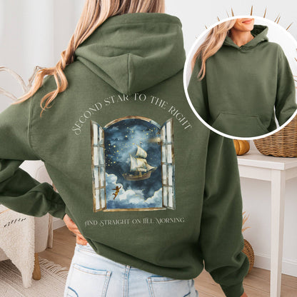 Hoodie Military Green / S Second Star to the Right Peter Pan Hoodie The Mystic Eden
