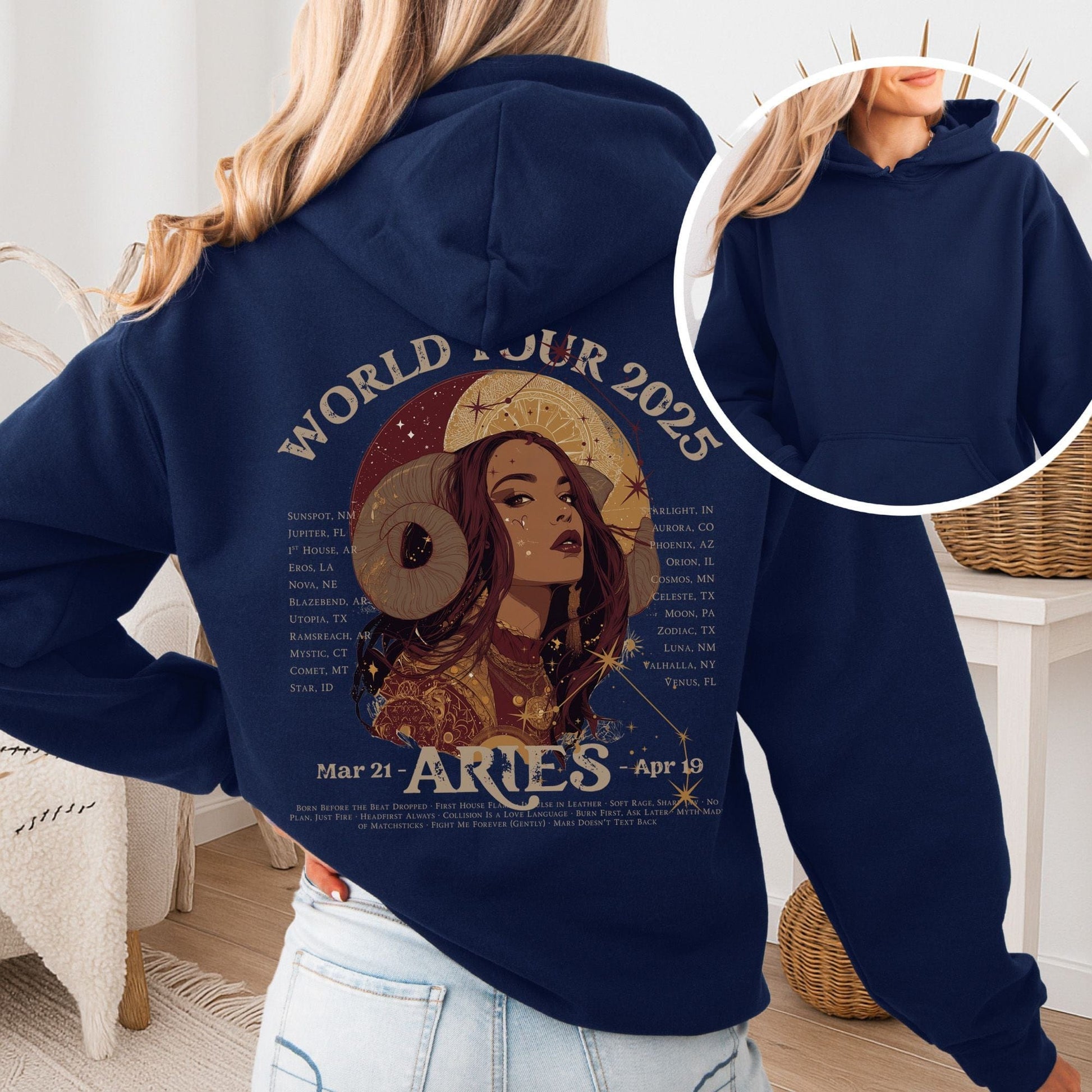 Hoodie Navy / S Aries Concert Hoodie - Zodiac World Tour 2025 Hoodie The Mystic Eden