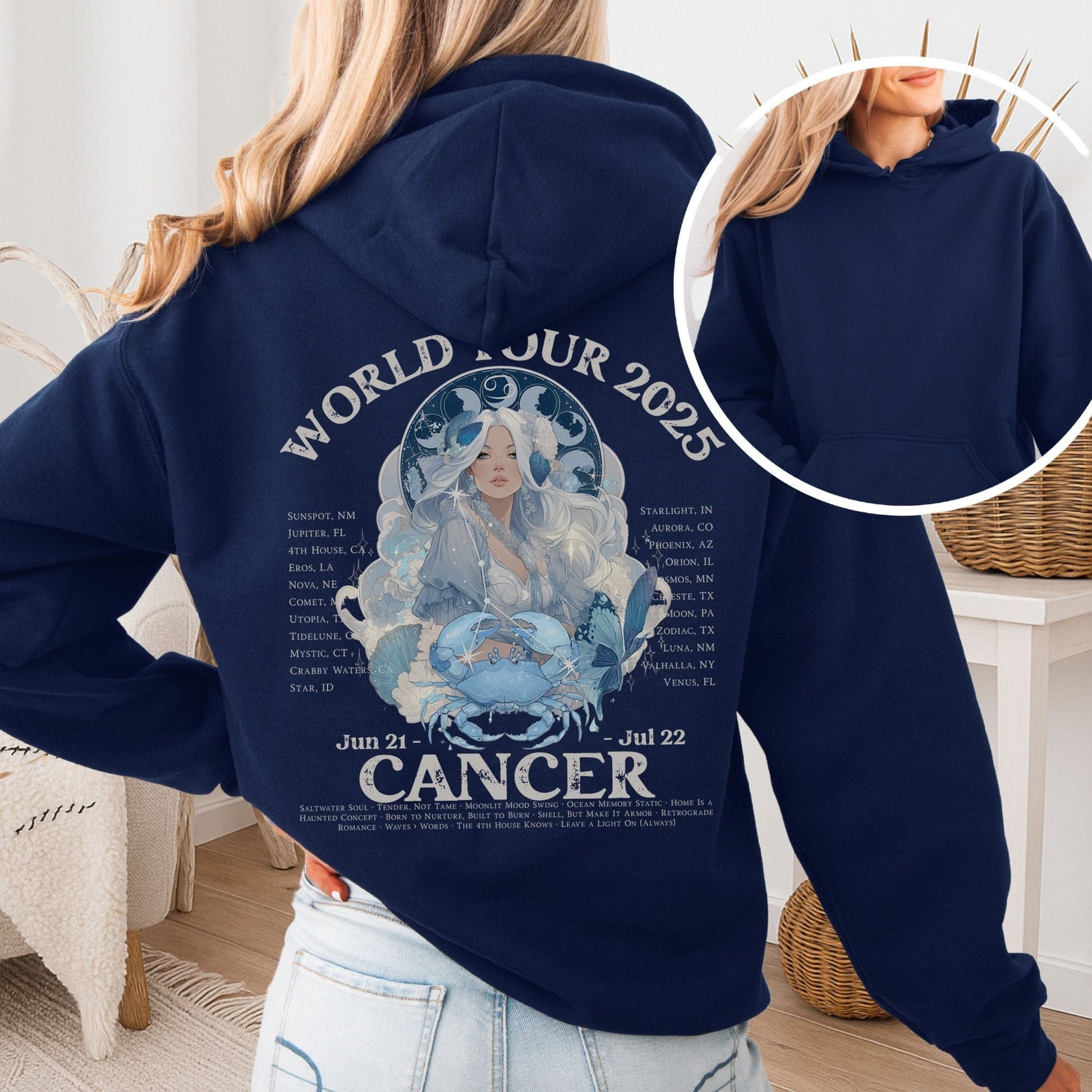 Hoodie Navy / S Cancer Concert Hoodie - Zodiac World Tour 2025 Hoodie The Mystic Eden