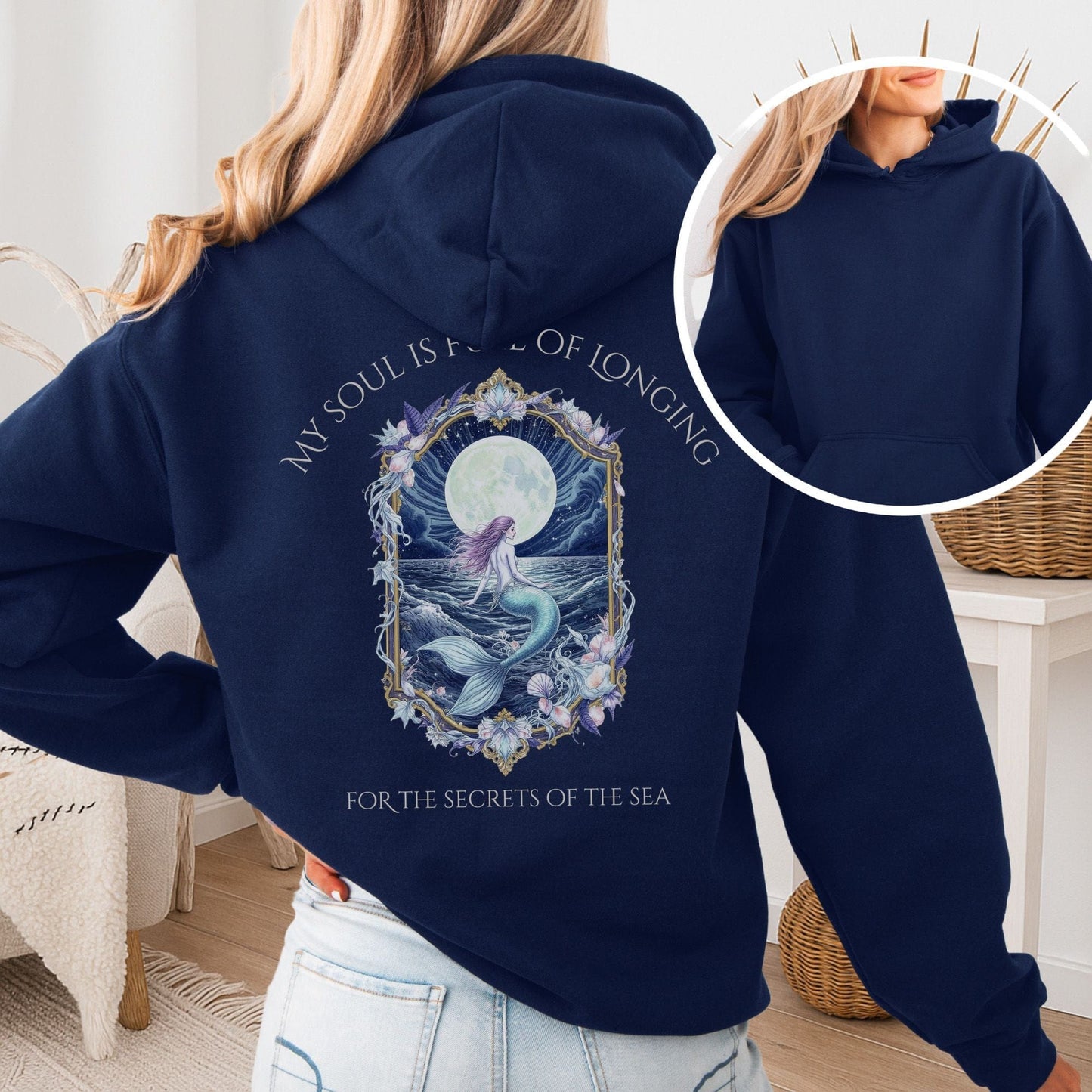 Hoodie Navy / S My Soul Is Full of Longing Poetry Hoodie The Mystic Eden