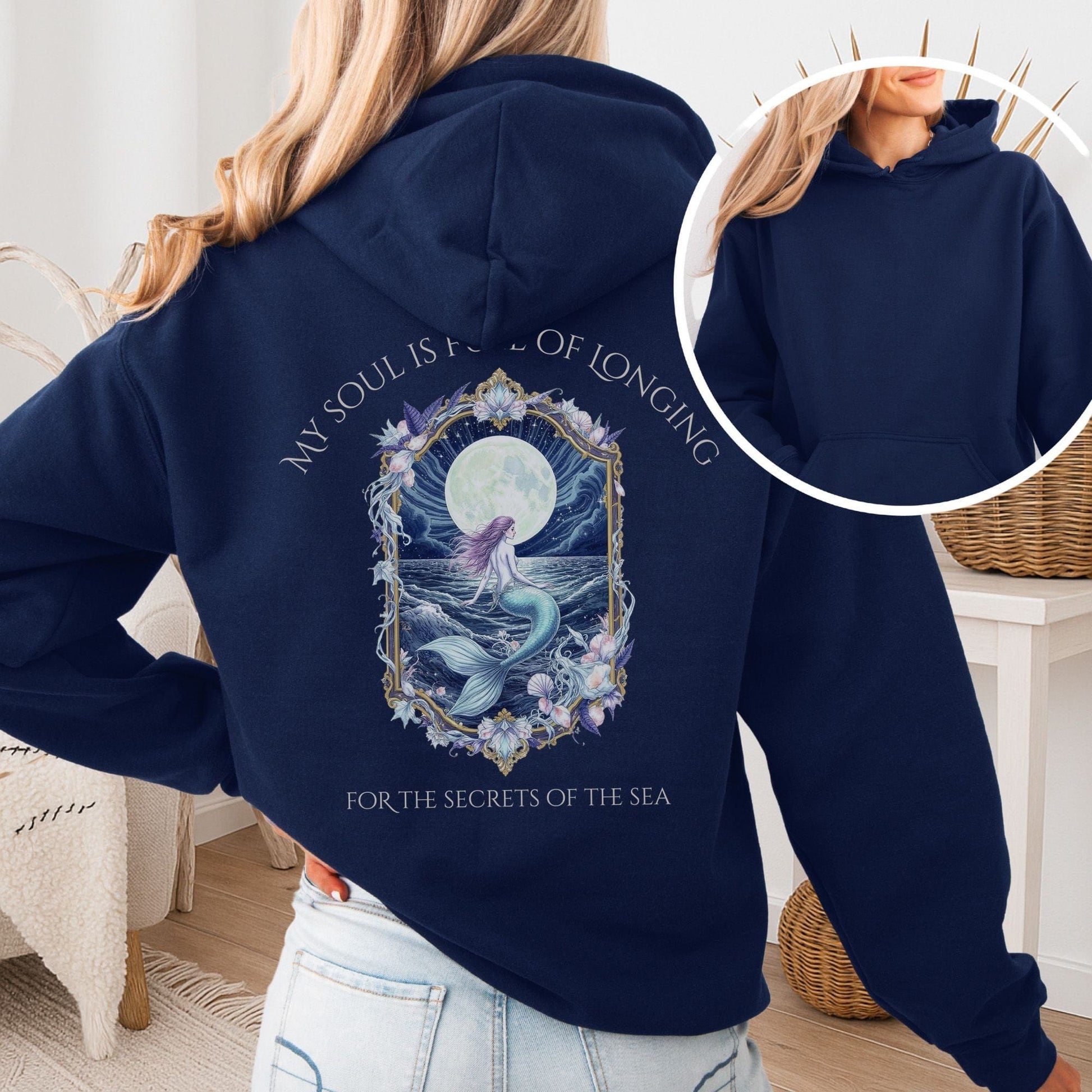 Hoodie Navy / S My Soul Is Full of Longing Poetry Hoodie The Mystic Eden