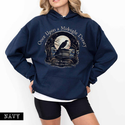 Hoodie Navy / S Once Upon a Midnight Dreary Edgar Allan Poe Hoodie The Mystic Eden