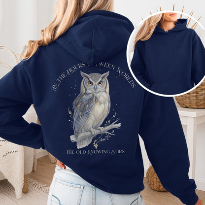 Hoodie Navy / S The Old Knowing Stirs Mystical Owl Hoodie The Mystic Eden