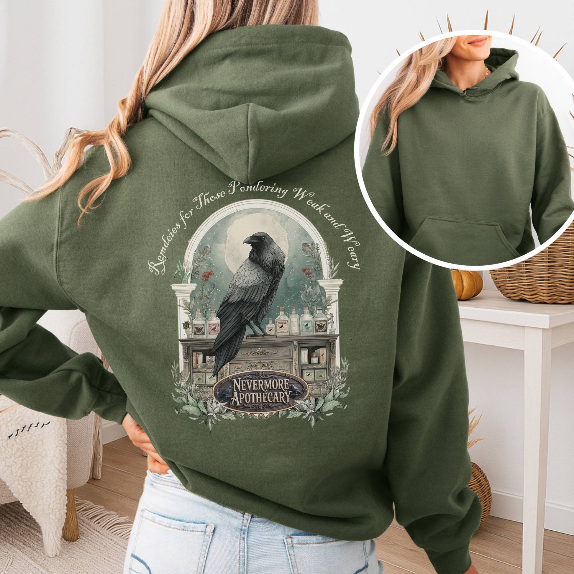 Hoodie Nevermore Apothecary Edgar Allan Poe Hoodie The Mystic Eden