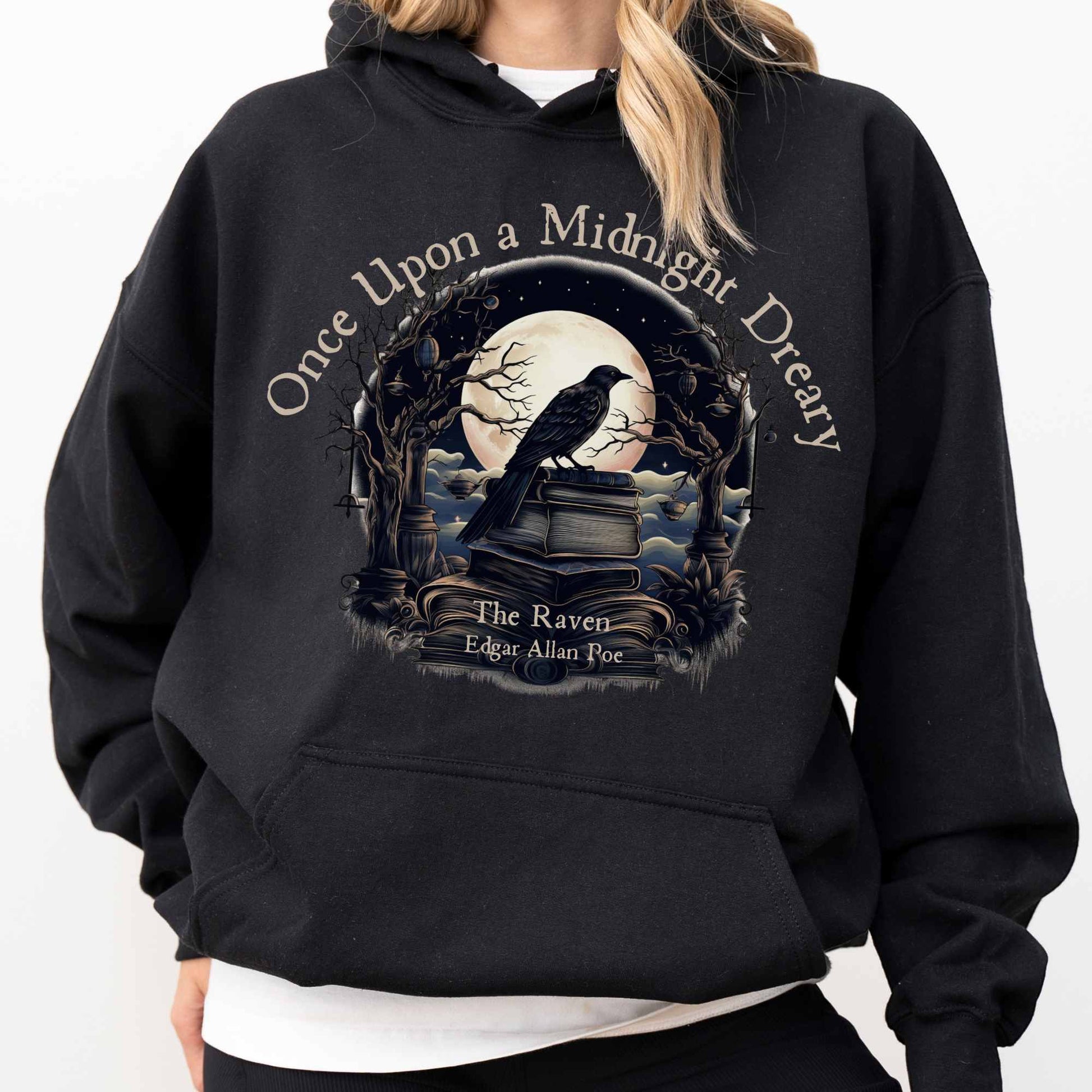 Hoodie Once Upon a Midnight Dreary Edgar Allan Poe Hoodie The Mystic Eden