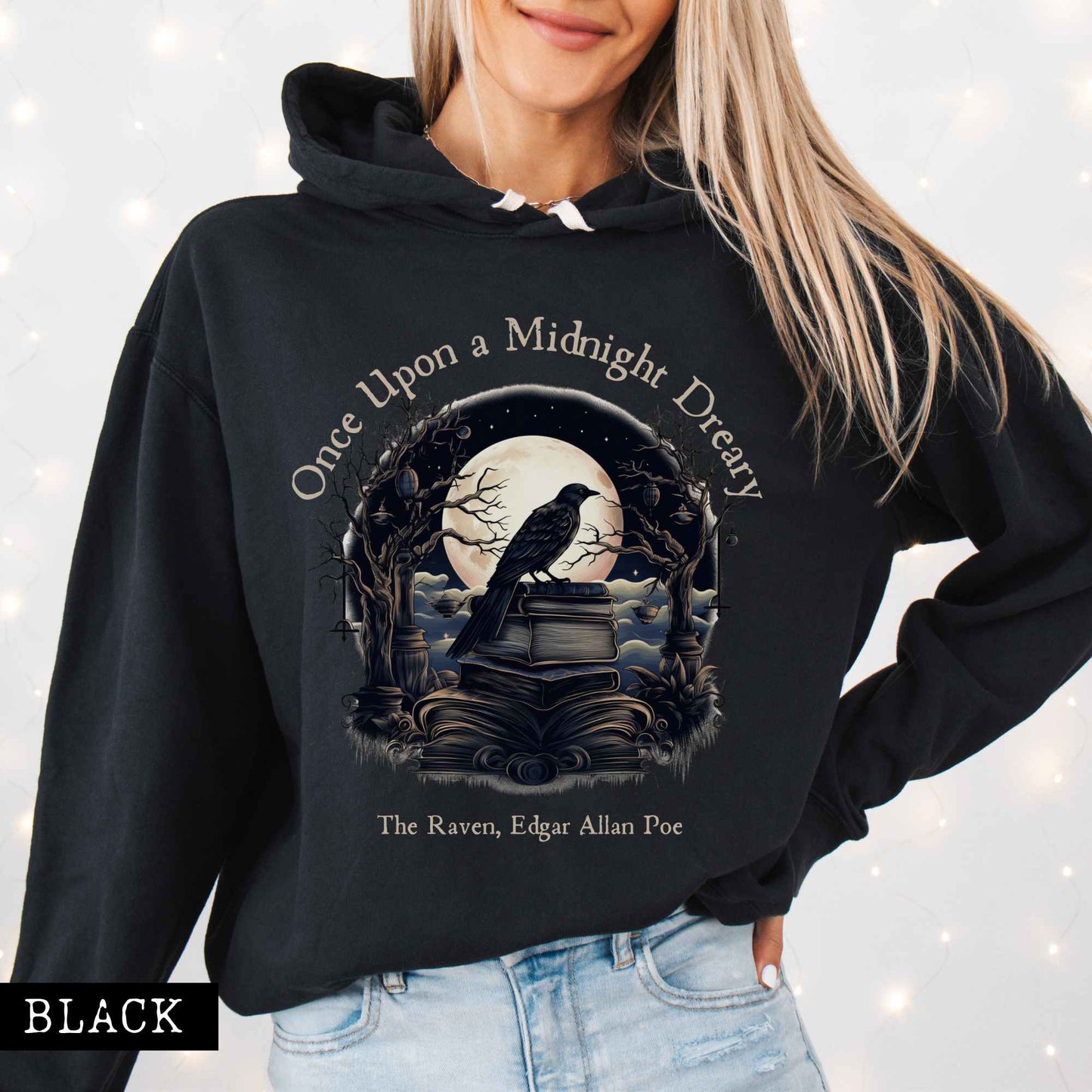 Hoodie Once Upon a Midnight Dreary Hoodie The Mystic Eden