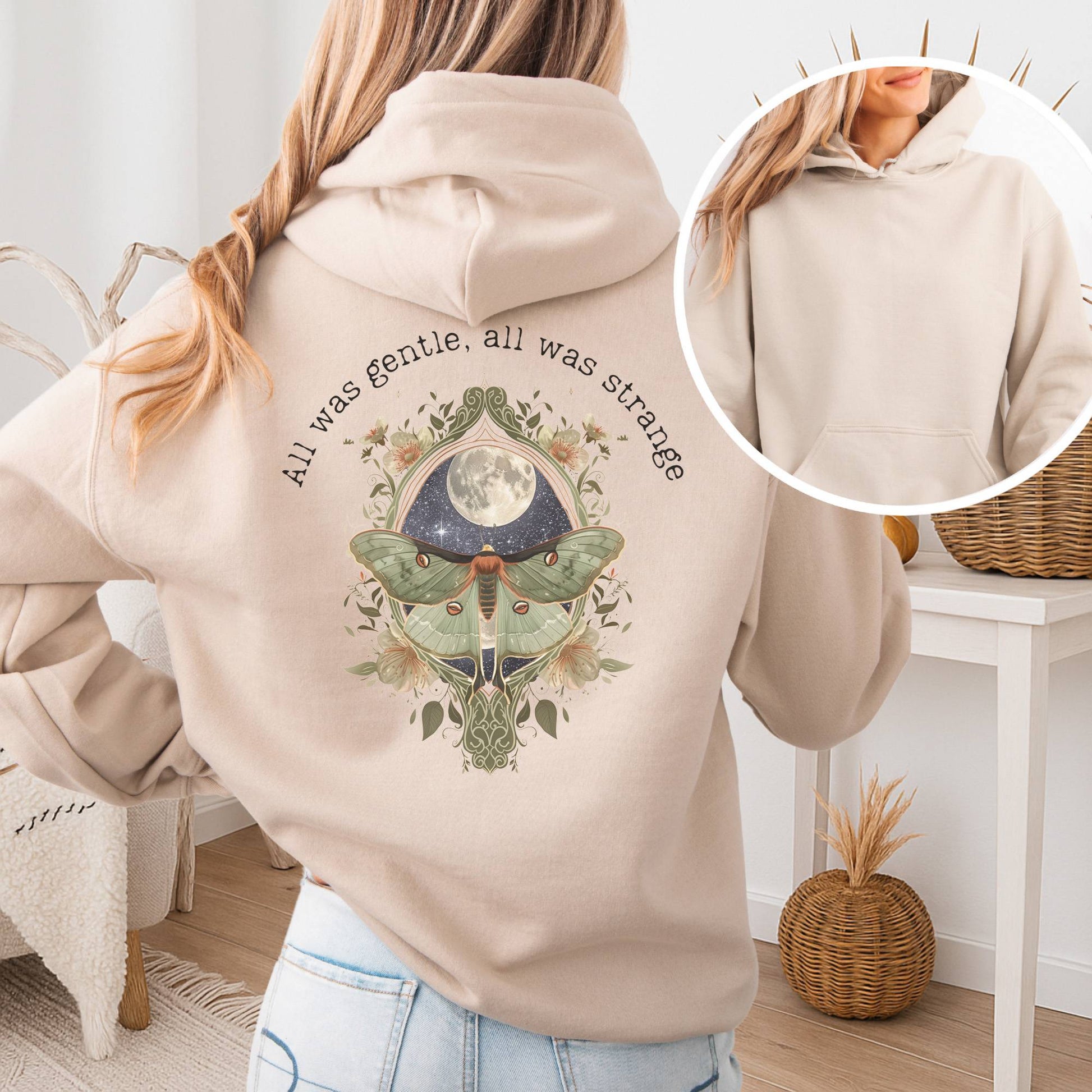 Hoodie Sand / S All Was Gentle All Was Strange Edgar Allan Poe Hoodie The Mystic Eden