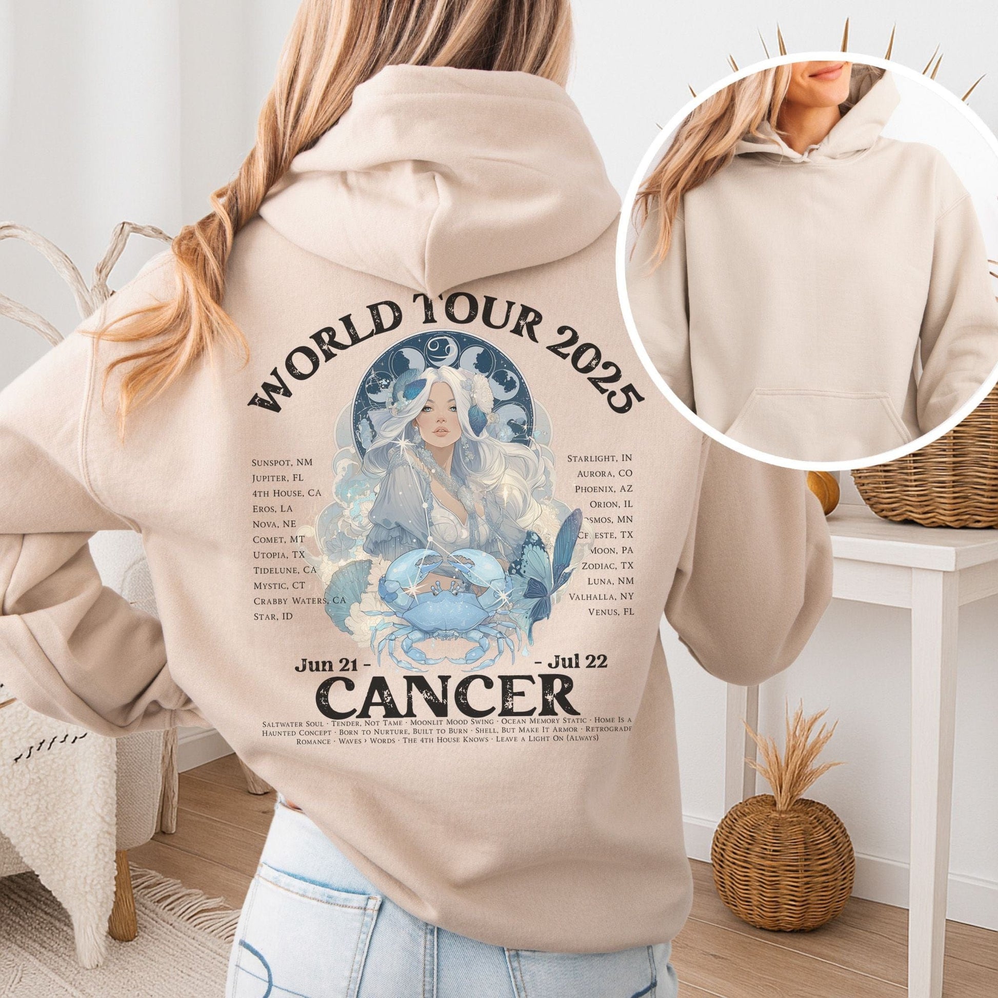 Hoodie Sand / S Cancer Concert Hoodie - Zodiac World Tour 2025 Hoodie The Mystic Eden