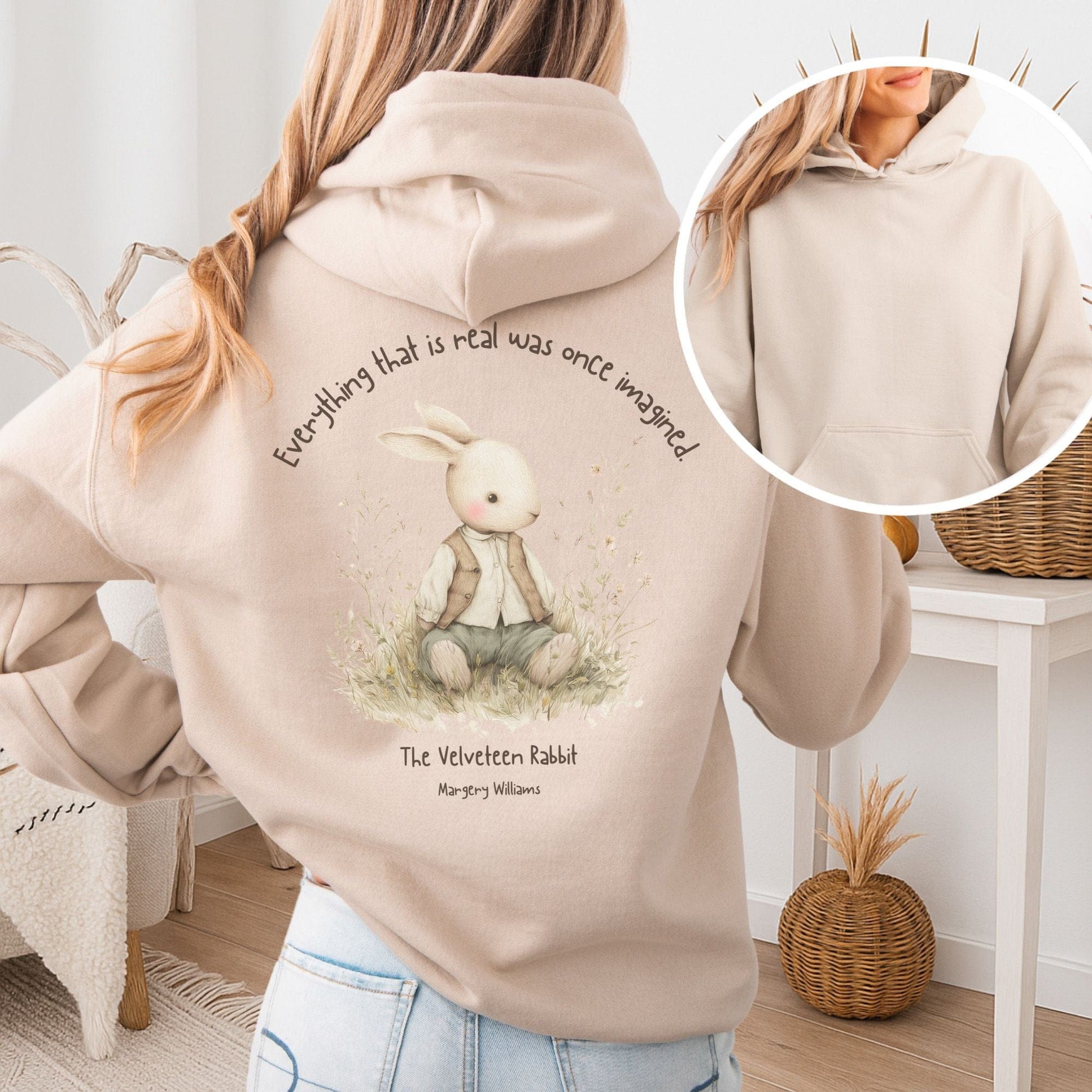 Hoodie Sand / S Everything Real Was Once Imagined The Velveteen Rabbit Hoodie The Mystic Eden