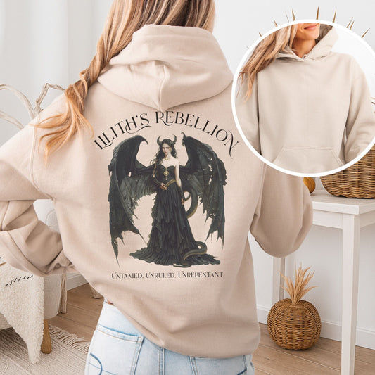 Hoodie Sand / S Lilith's Rebellion Hoodie – Dark Divine Feminine Tee The Mystic Eden