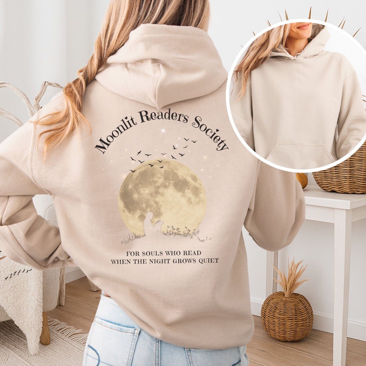 Hoodie Sand / S Moonlit Readers Society Hoodie The Mystic Eden