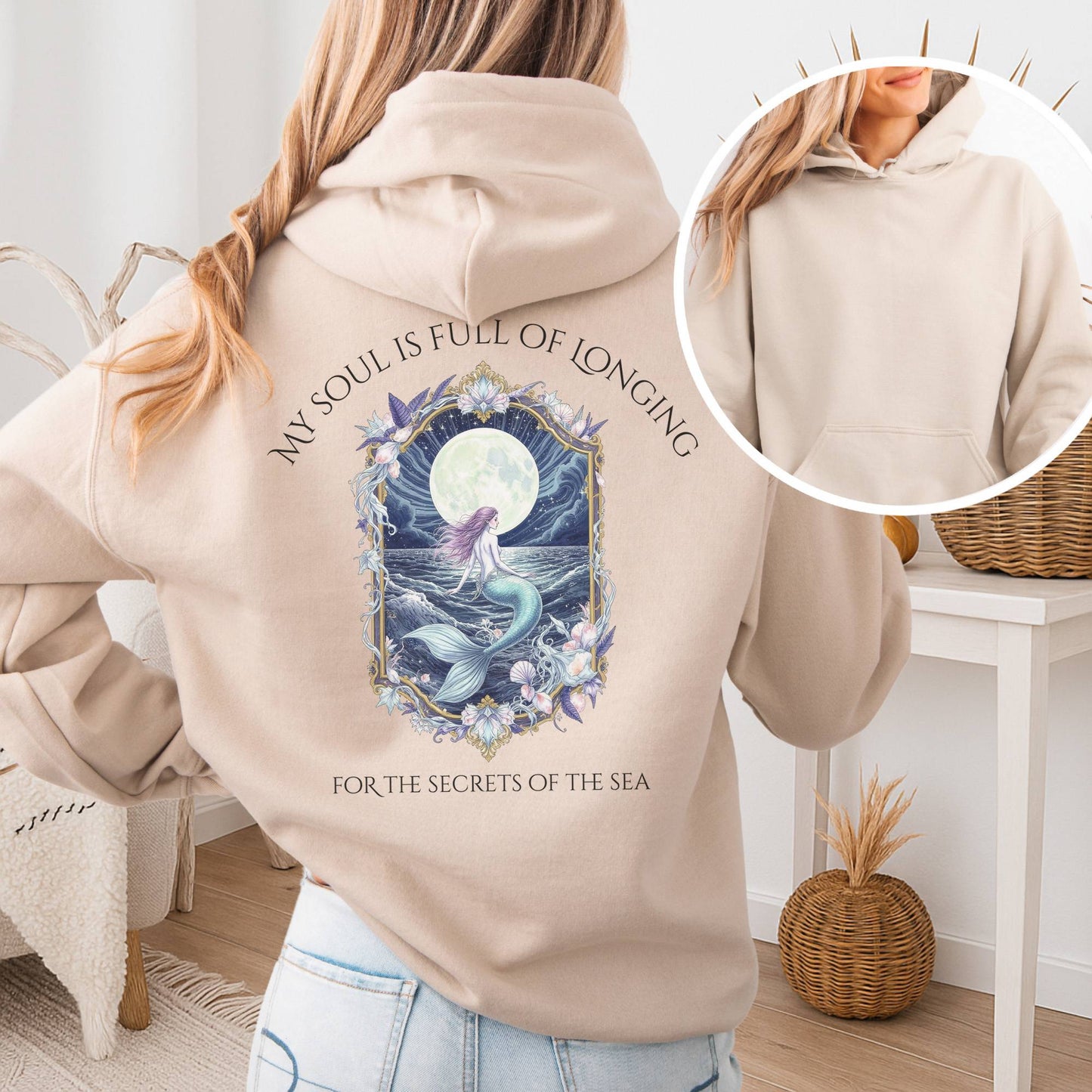 Hoodie Sand / S My Soul Is Full of Longing Poetry Hoodie The Mystic Eden