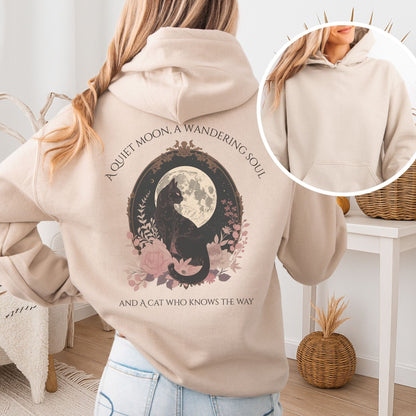 Hoodie Sand / S The Cat Who Knows the Way Poetry Hoodie The Mystic Eden